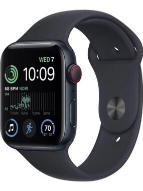 Apple Watch SE 2 (GPS + Cellular) in Space Gray with Black Sport Band 44mm